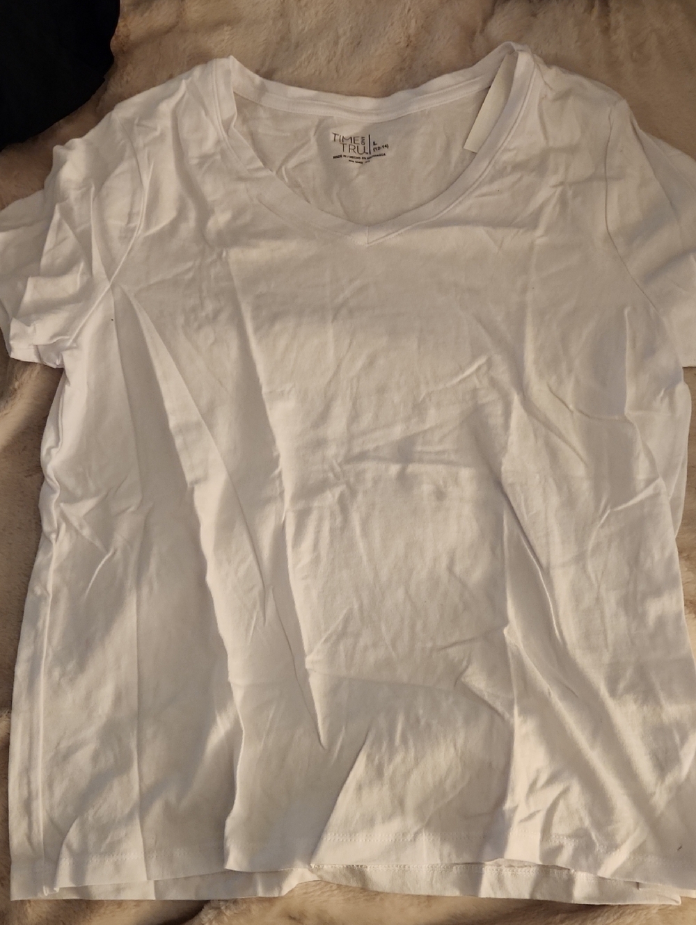 Time and Tru White V-Neck Tee